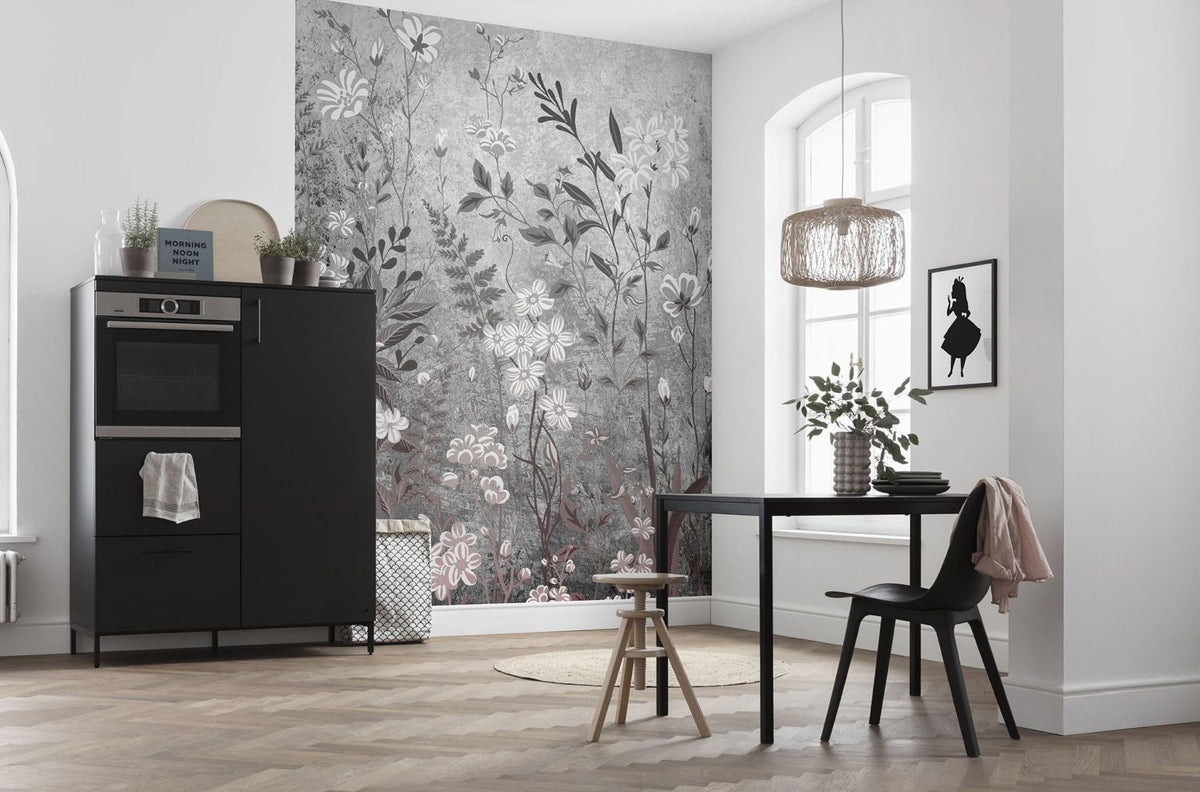Komar fotobehang bloemen grijs - 200 x 250 cm - 611180