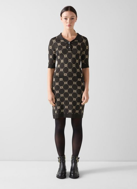 Dakota Black and Camel Monogram Dress