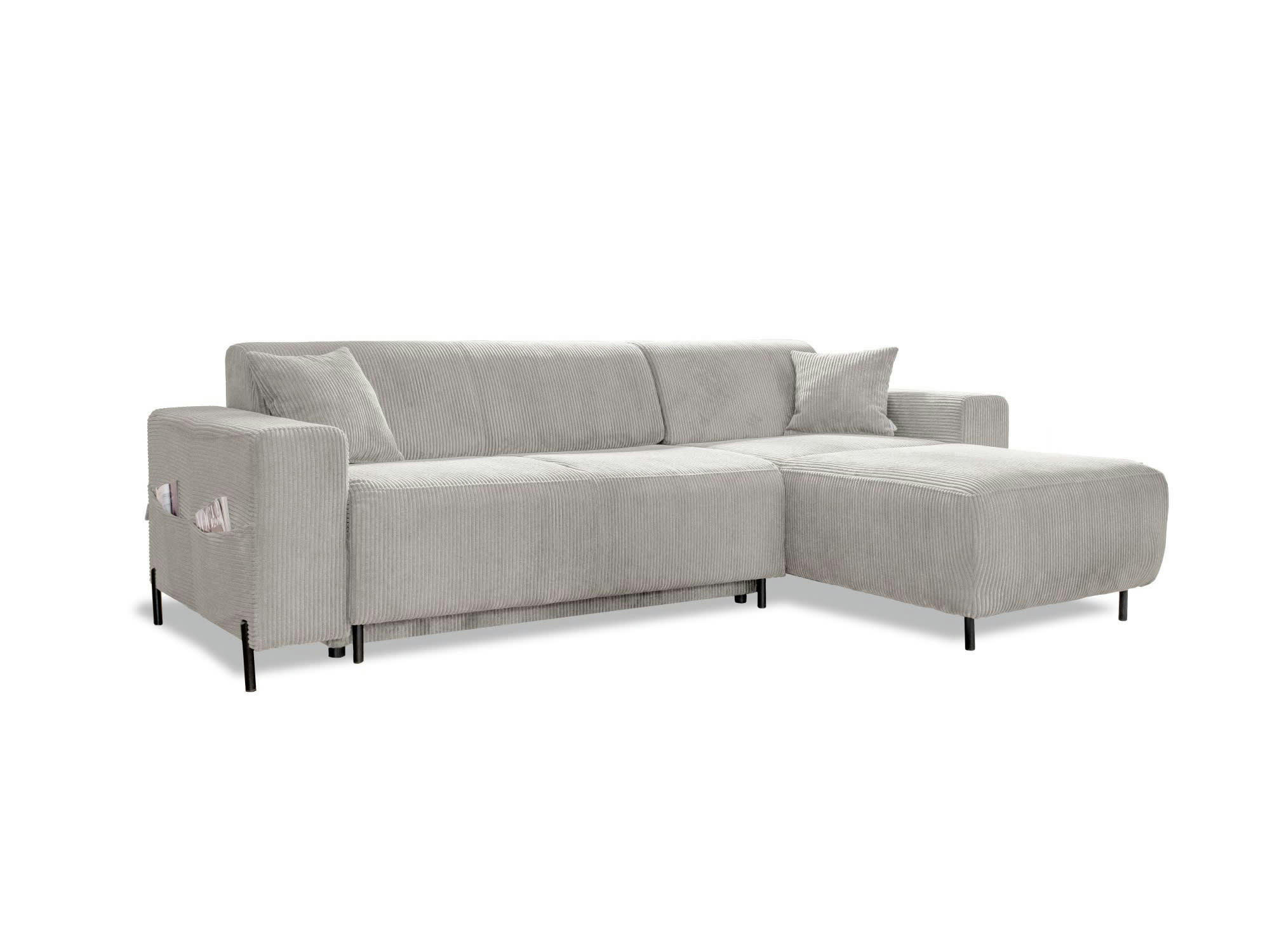 CUDDLY - Canapé d'angle réversible convertible 4 places en velours côtelé beige