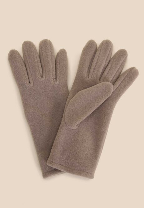 Womens Natural Plain Fleece Gloves