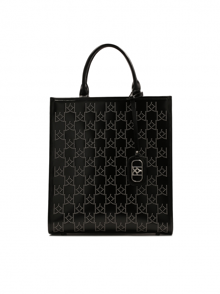 Large handbag with dotted metal monograms