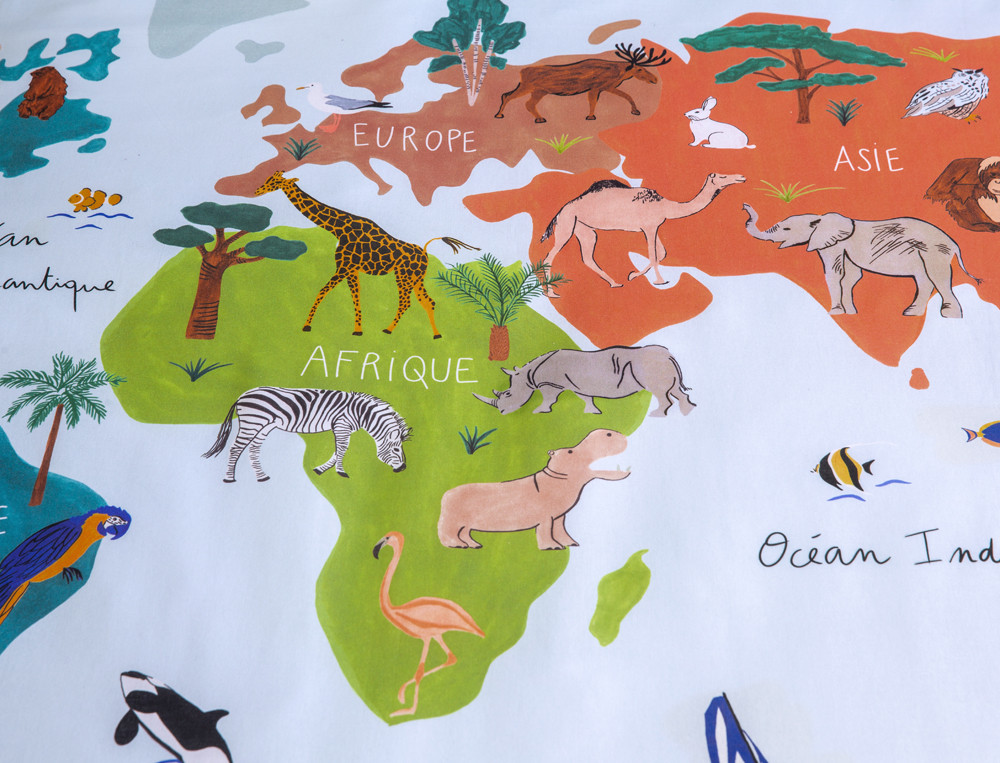 Linge de lit enfantMappemonde