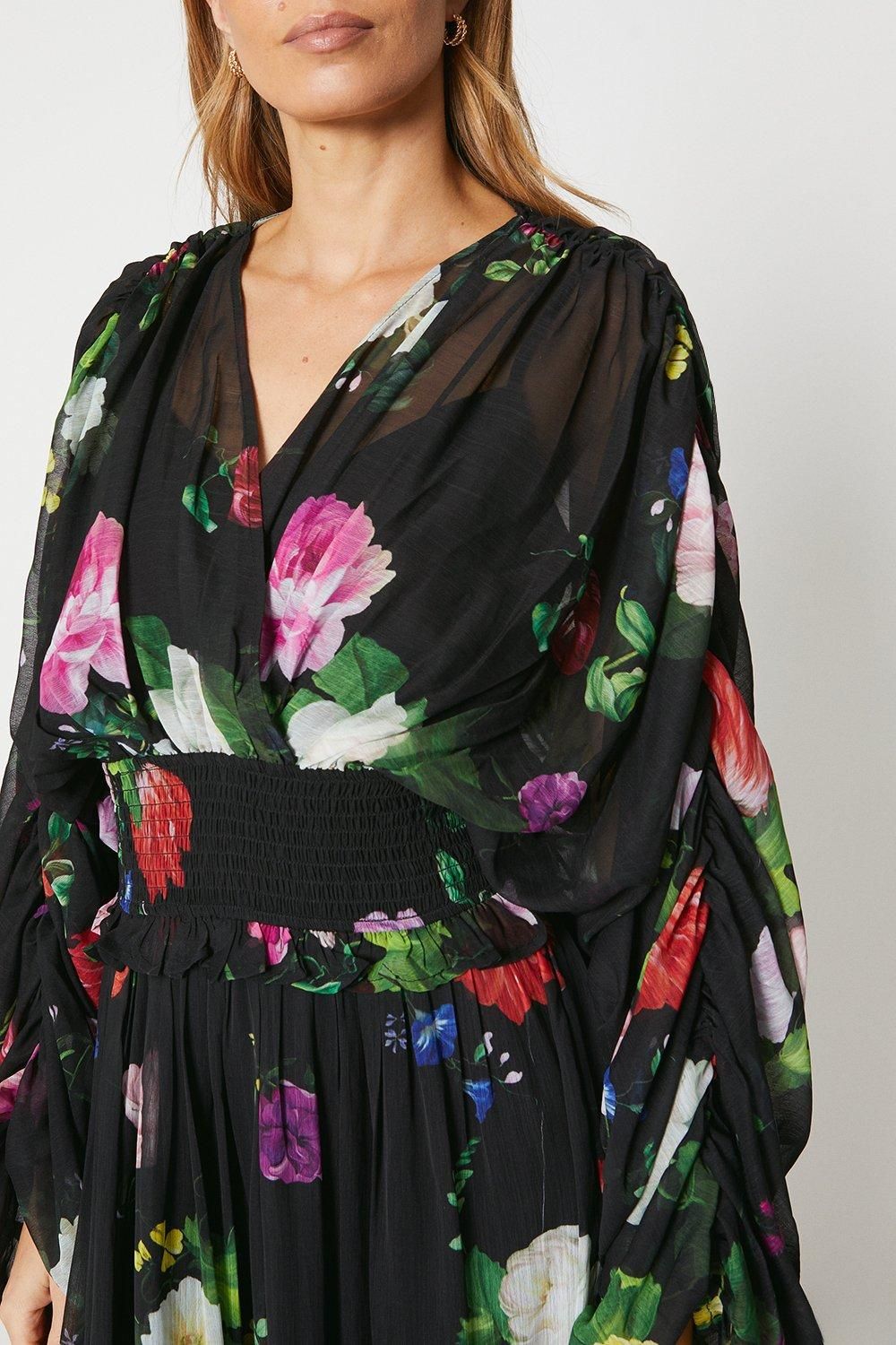 Coast Ruched Sleeve Tiered Maxi Dress