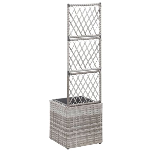 NNEVL Trellis Raised Bed with 1 Pot 30x30x107 cm Poly Rattan Grey