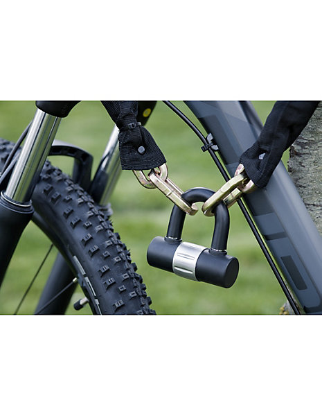 Chaîne acier gainé nylon Loops, vélo, moto, barrières, 0.9m, noir, cadenas, 2 clés - THIRARD