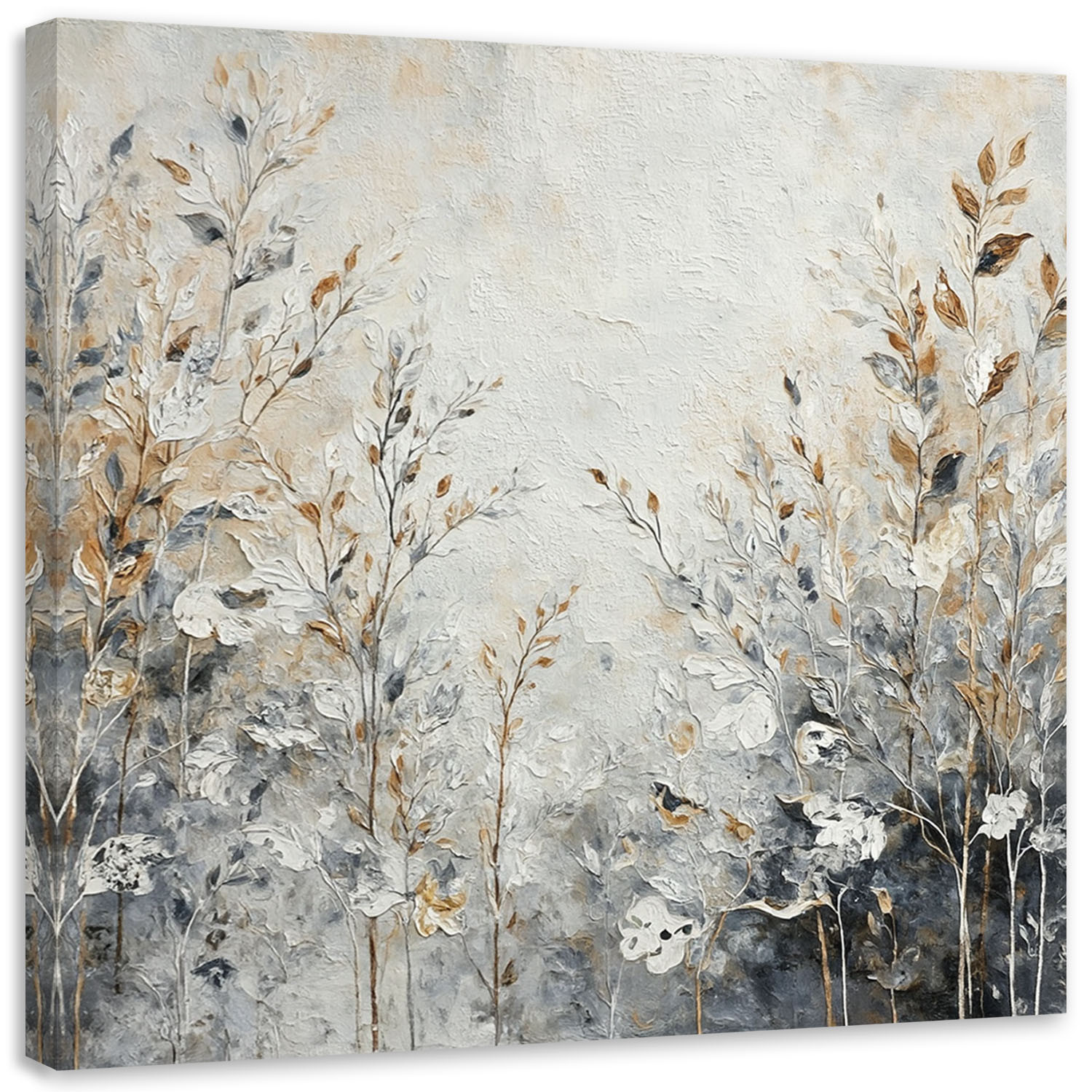 Feeby Obraz na płótnie, Rośliny Abstrakcja Botanika Złoty 30x30
