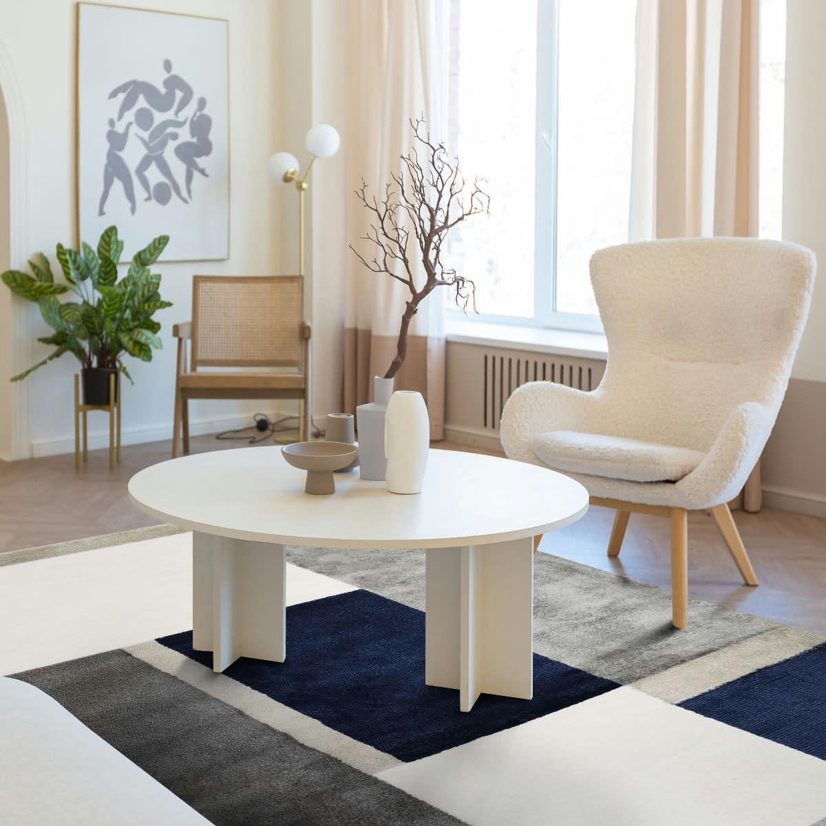 MODERNA - Tapis graphique contemporain gris bleu 150x200