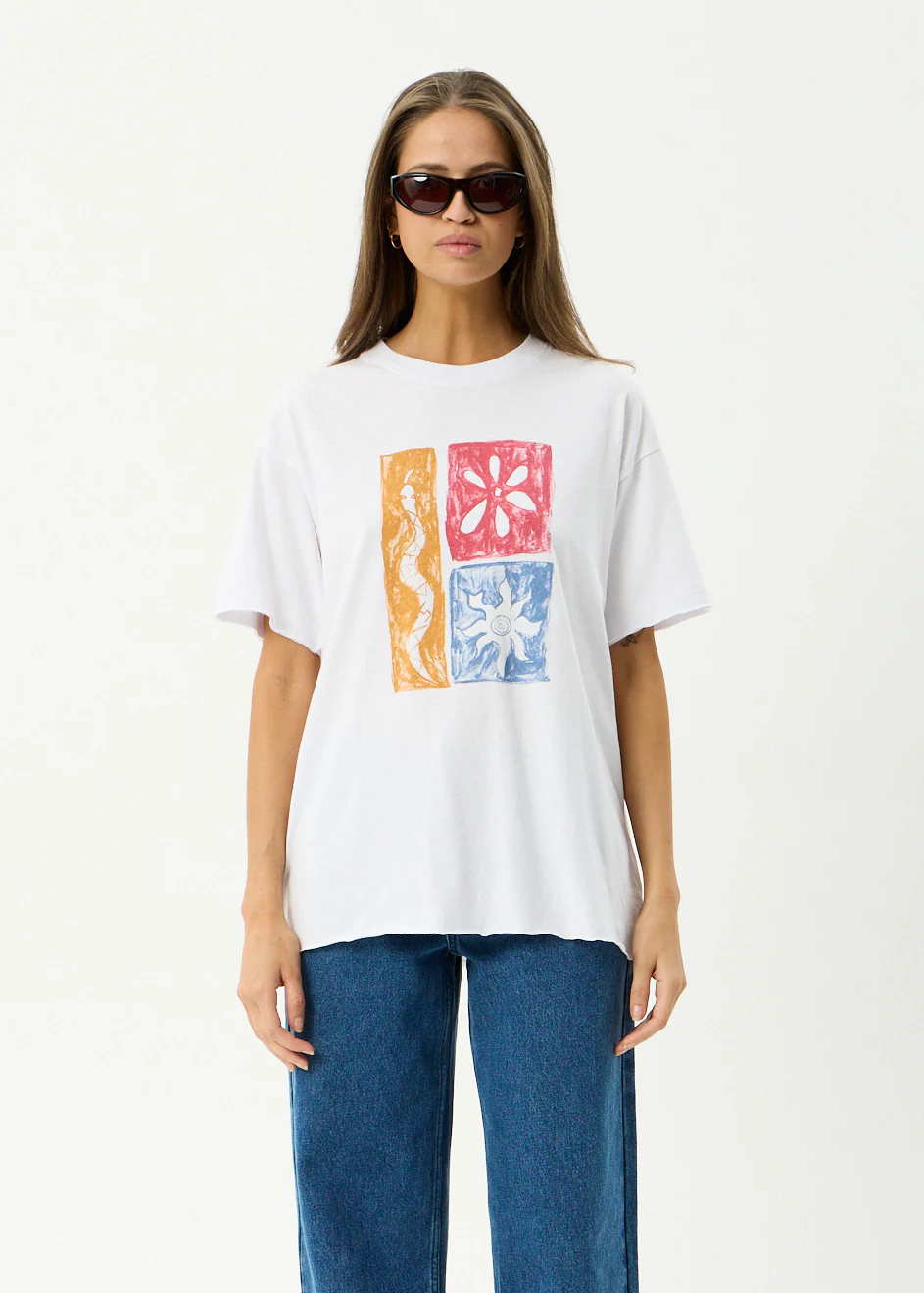 AFENDS Womens Zephyr - Oversized Tee - White