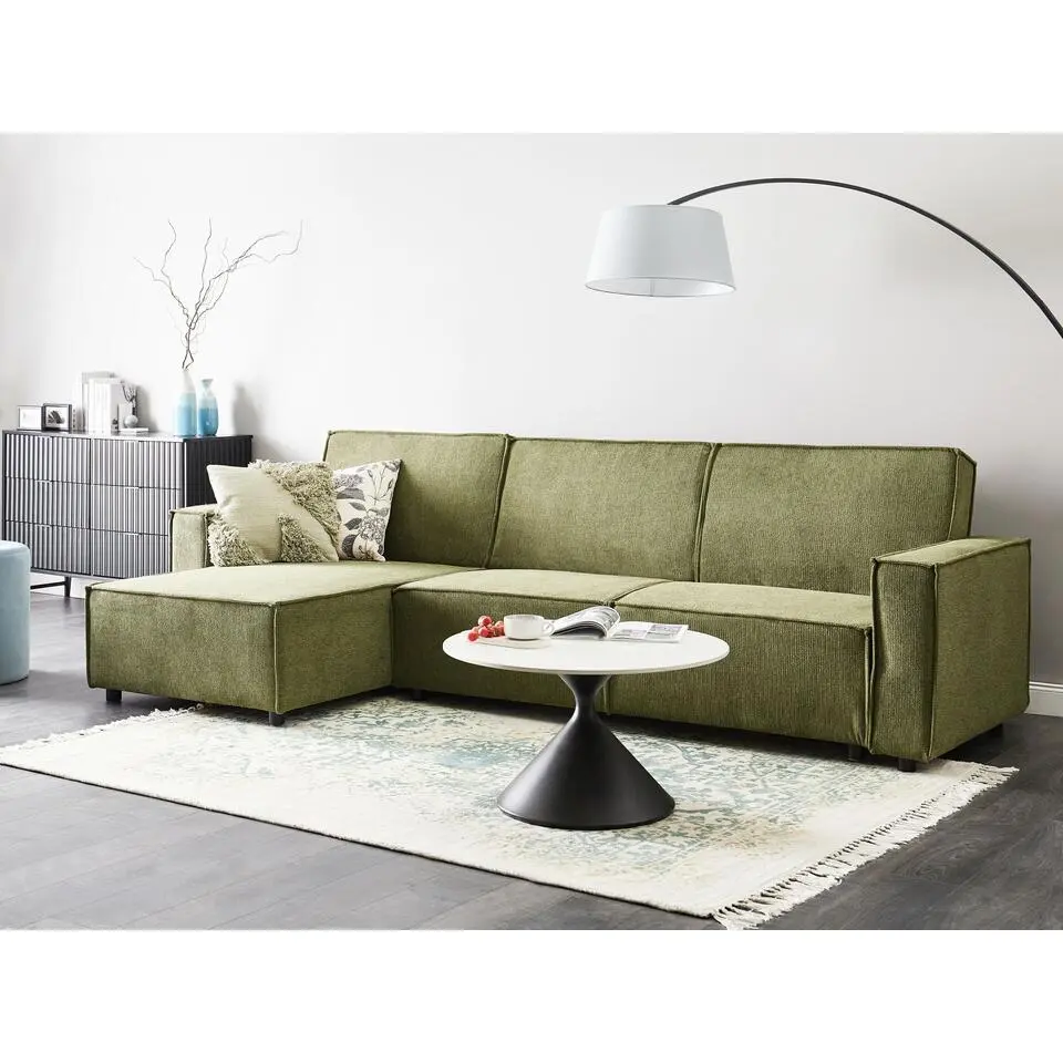 ROMEDAL - Hoekslaapbank - Donkergroen - Rechtszijdig - Polyester