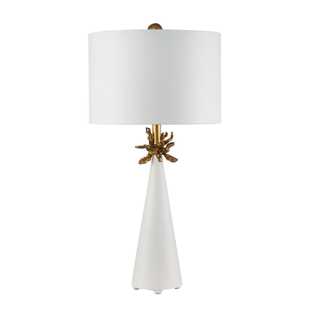 Lampa stołowabiało-złota Neo 1xE27x60W wys:76cm Flambeau