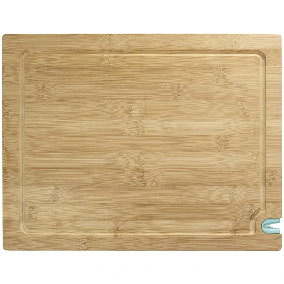 Schneidebrett, Holz, braun/türkis/weiß