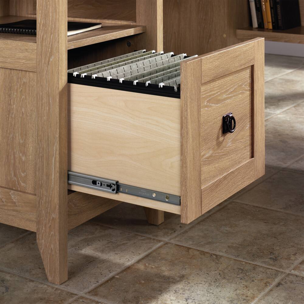 Sauder August Hill Corner L-Shaped Home Office Computer Desk With Drawer, Dover Oak Finish