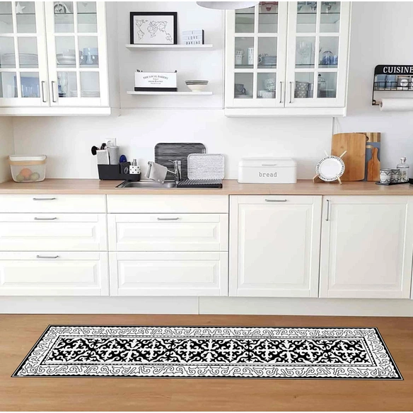 Vinyl Teppich »Nimani«, BxL:255 cm x 65 cm, schwarz|weiß