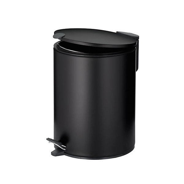 KELA Poubelle de salle de bain Mats - 5 L - Mats - 27cm - Métal - Noir