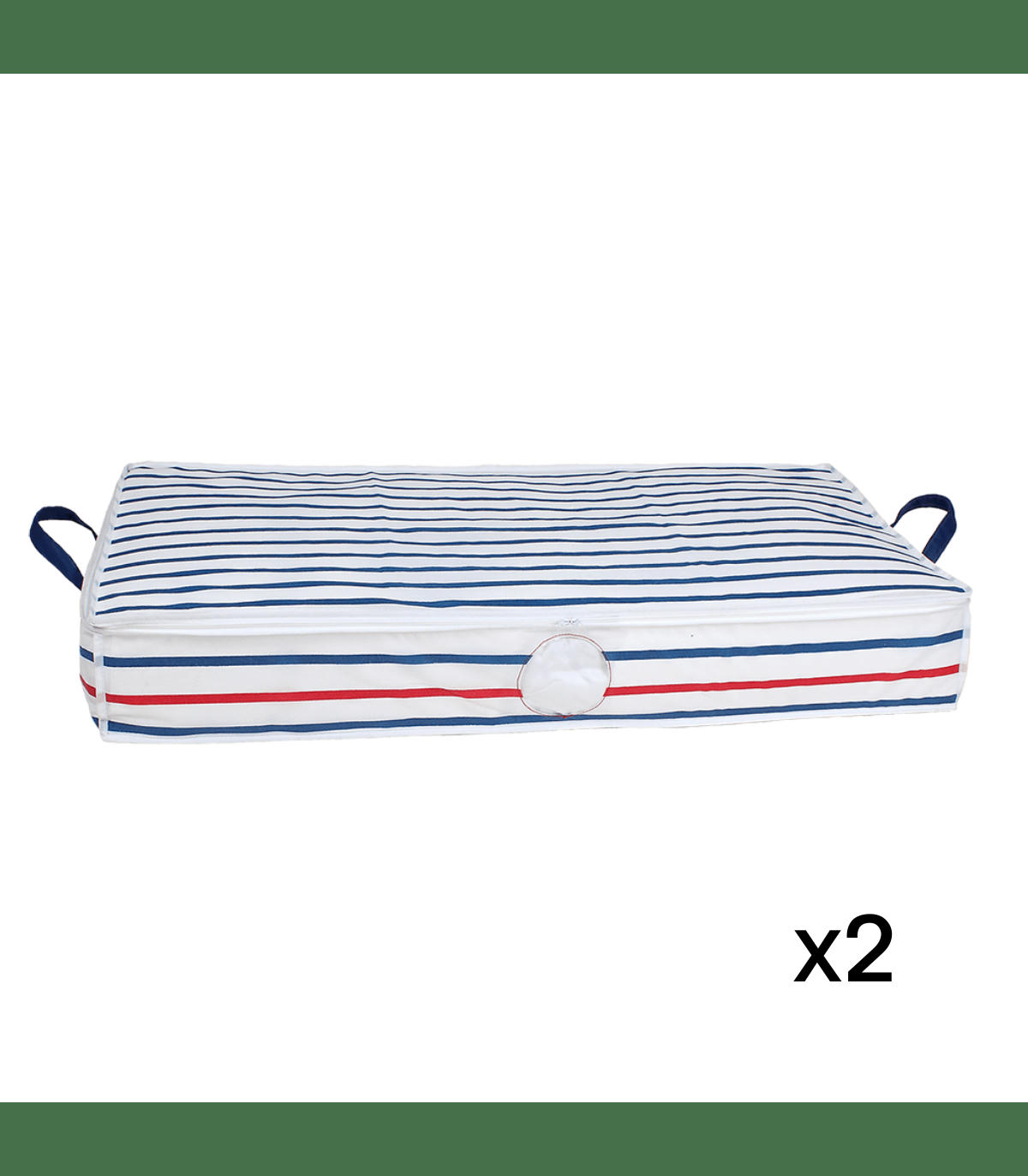 - Lot de 2 Housses rayures sous lit - 69L - Blanc