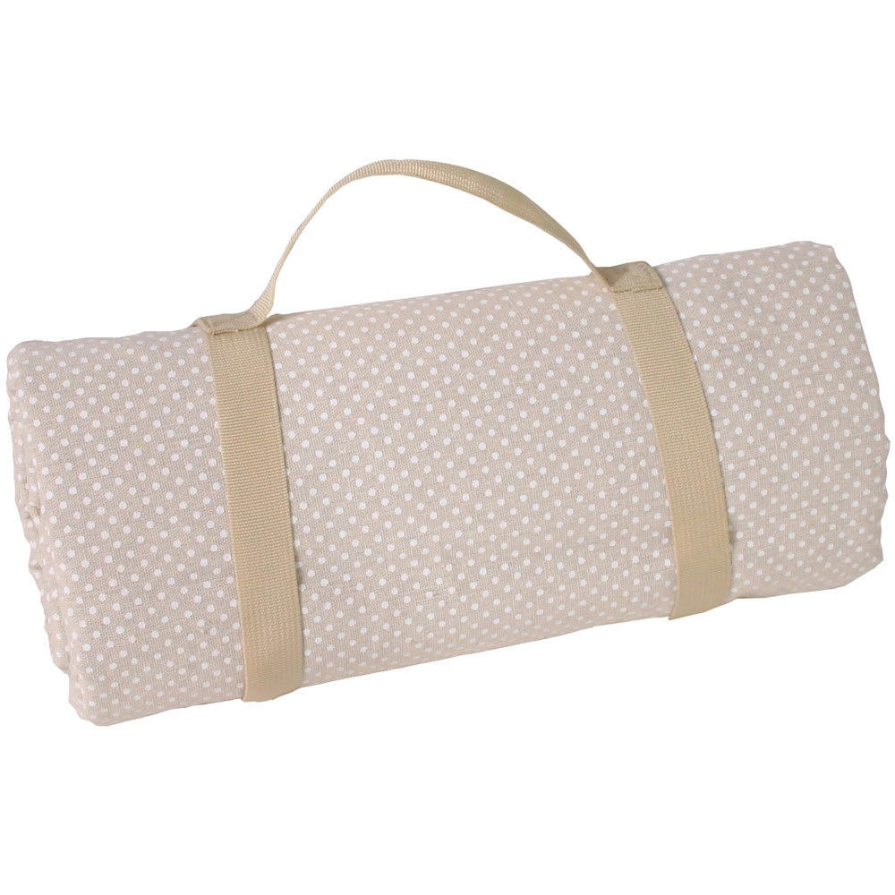 - Nappe XL pique-nique à revers imperméable beige et blanc 280 x 140 cm