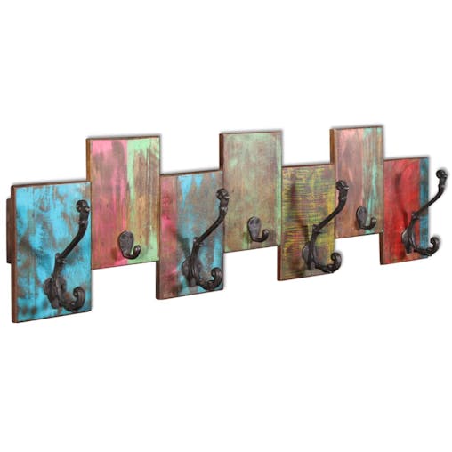 NNEVL Coat Rack with 7 Hooks Solid Reclaimed Wood