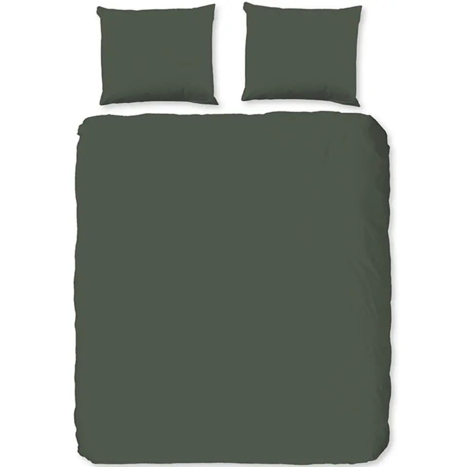 Zavelo Basic Uni Dekbedovertrek Olijfgroen-2-persoons (200 x 200/220 cm)