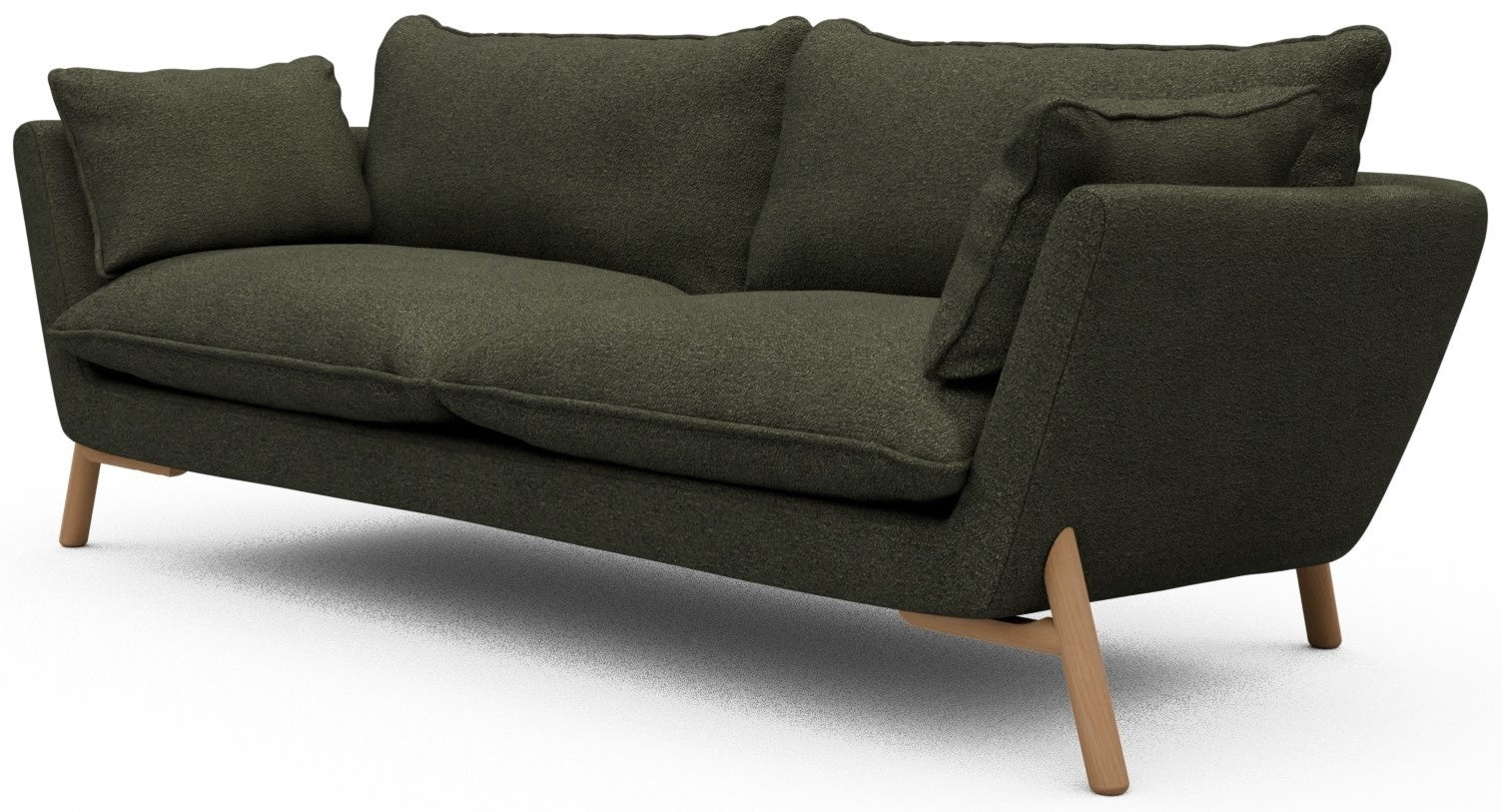 Kragelund Hasle 3-zits Bank Bosgroen Bouclé   Eiken