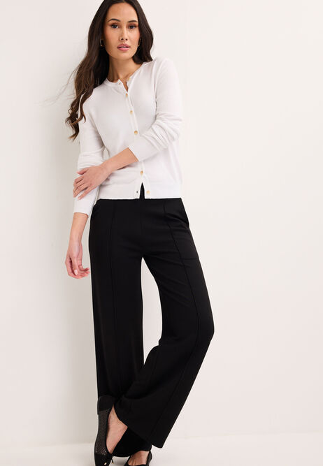 Womens Plain Black Wide Leg Smart Trousers