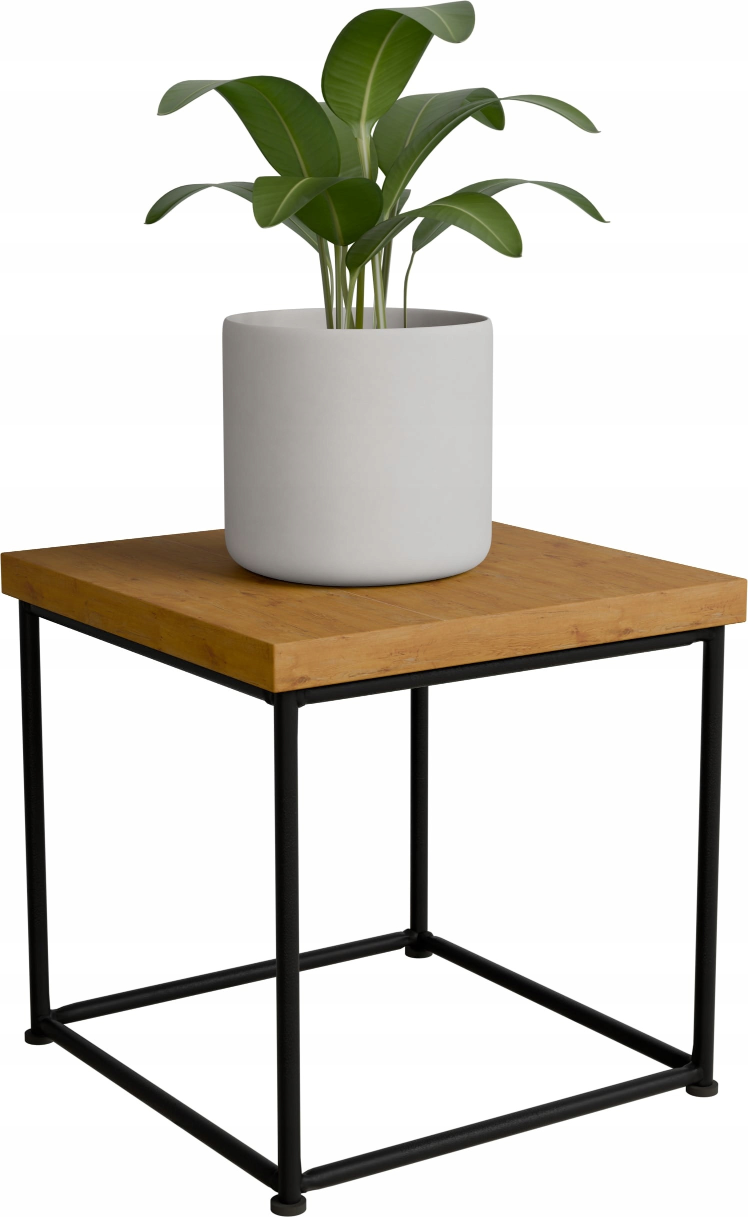 Stolik pomocniczy Druciany Kwietnik 20x20x20 Loft Czarny Dąb Lancelot