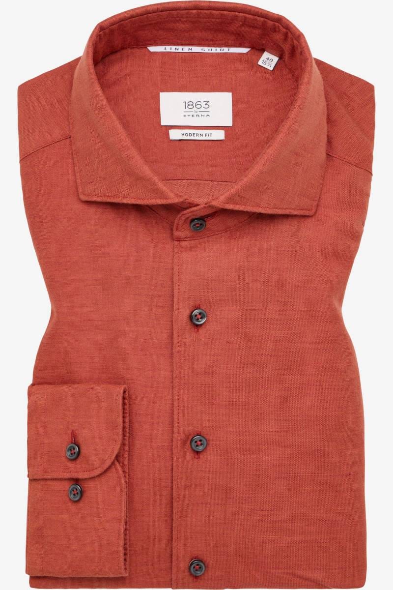 ETERNA 1863 Soft Tailoring Modern Fit Leinenhemd rot, Einfarbig
