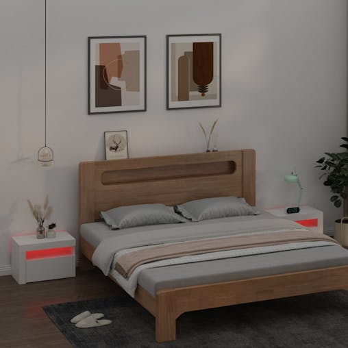 NNEVL Bedside Cabinets 2 pcs with LEDs White 60x35x40 cm