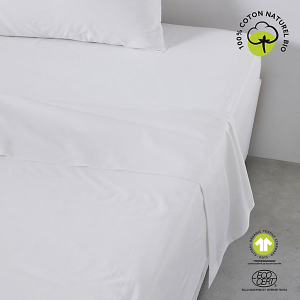 Drap plat 57 fils - 100% coton biologique