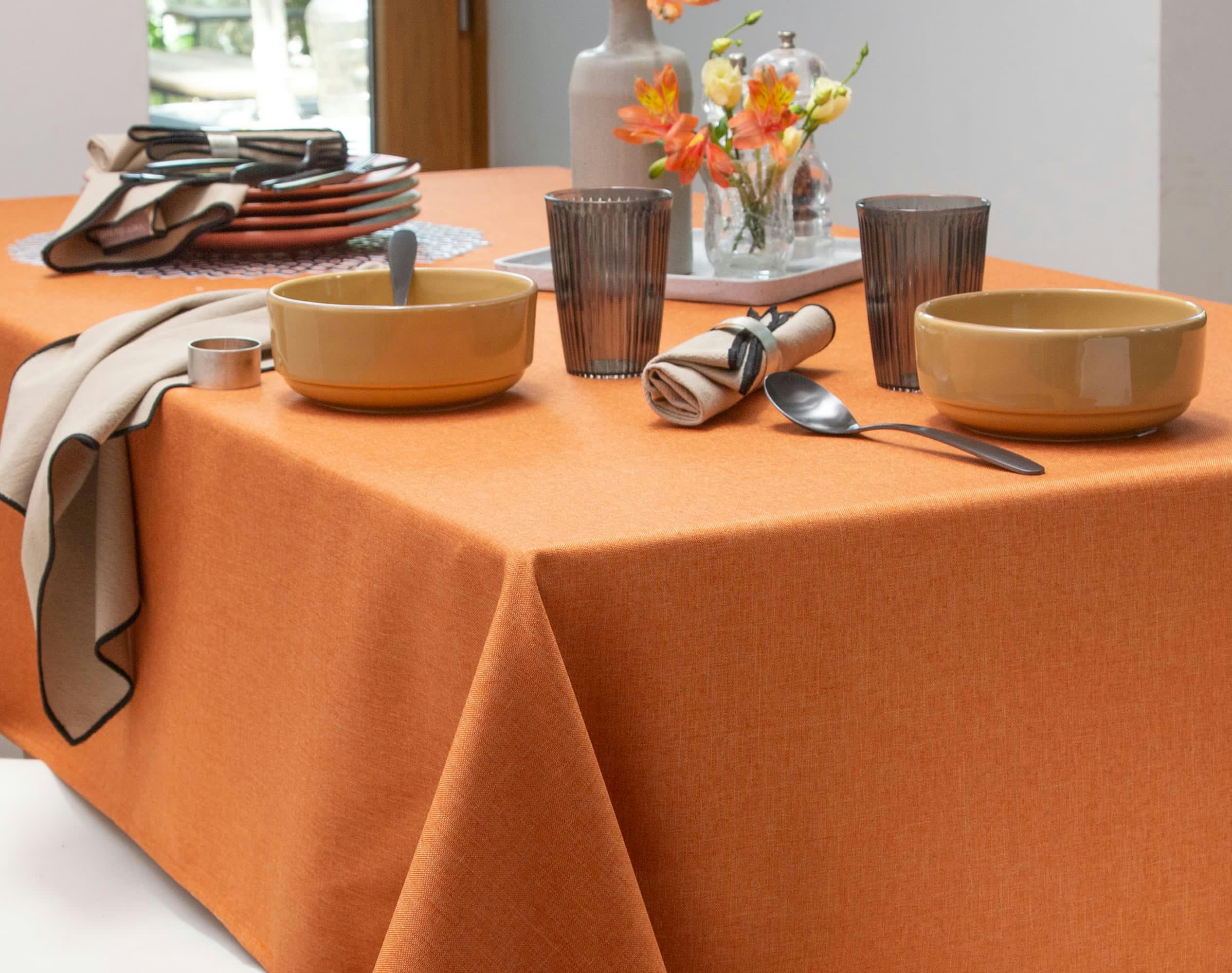 BROMENAP - Nappe ronde 180x180 orange en polyester