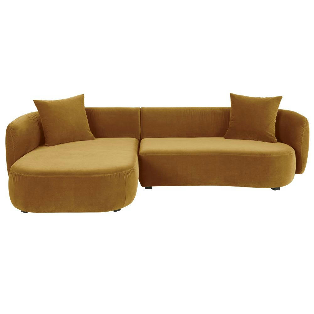 Curve - Canapé d'angle gauche 4/5 places en velours ocre