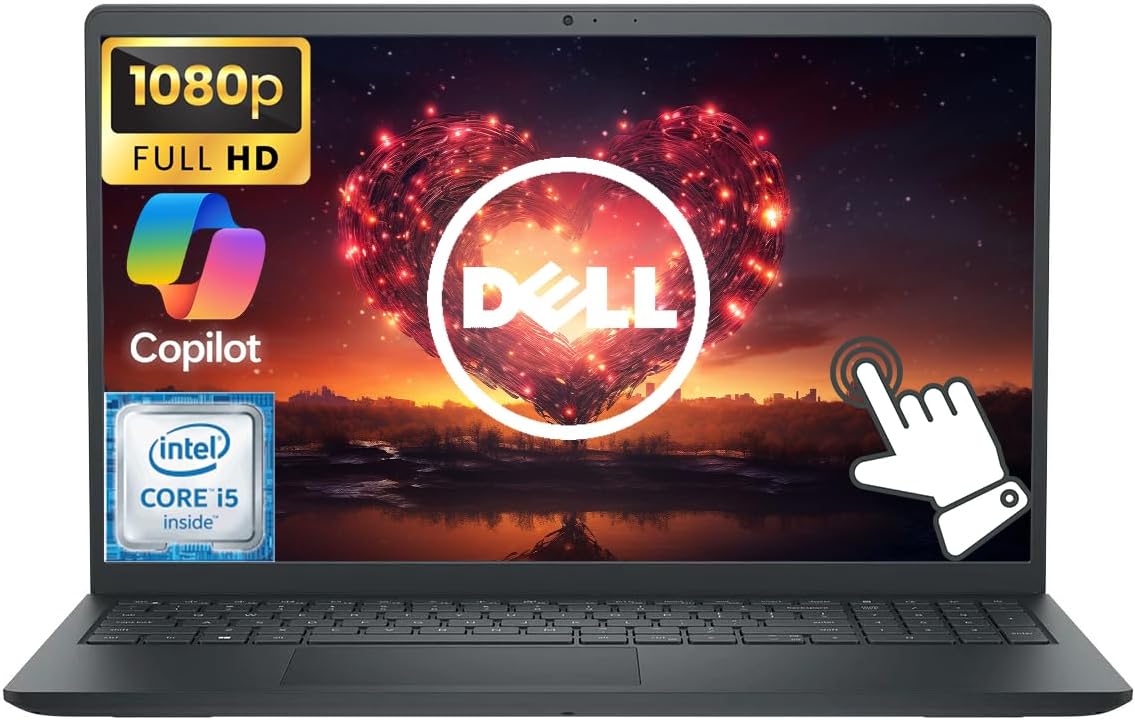 Dell Inspiron 15.6 FHD IPS Touch Screen Laptop Computer  10-core Intel i5 Processor  16GB RAM 512GB SSD  Windows 11 Laptop with AI Copilot Ready  Numeric Keypad  Black
