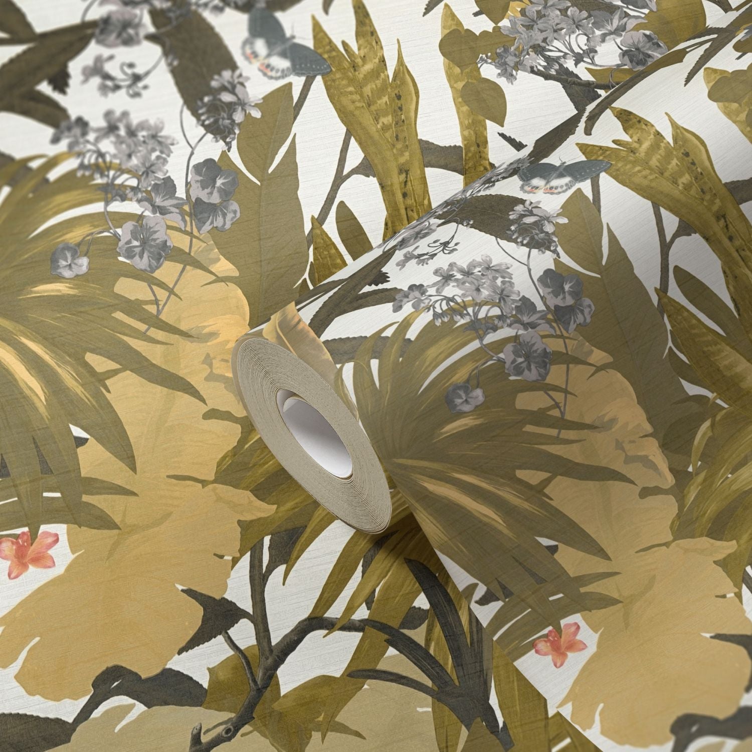 Livingwalls behang jungle-motief groen, wit en grijs - 53 cm x 10.05 m - AS-385224