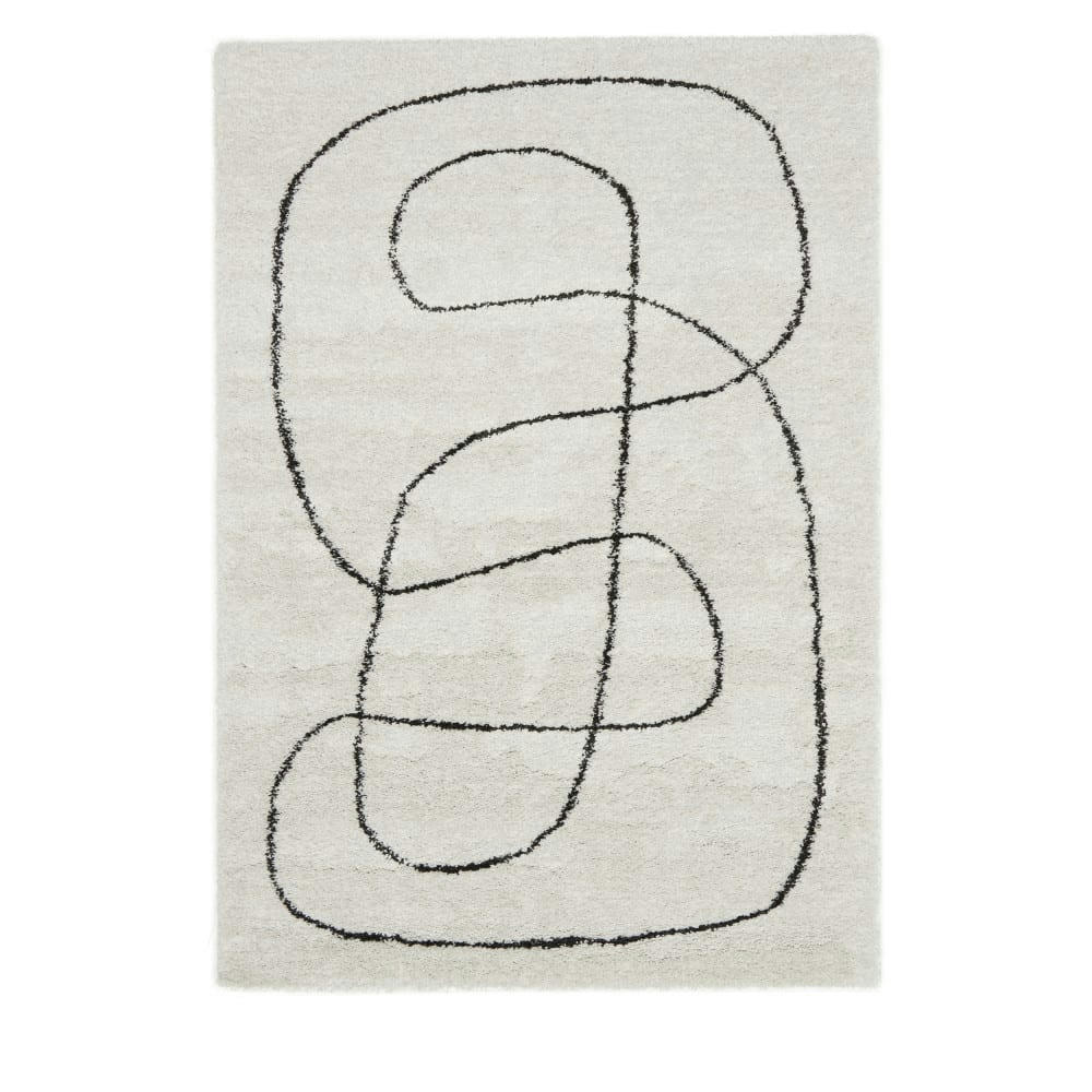 MONA - Tapis contemporain à motif organique ecru et noir 120x170 cm