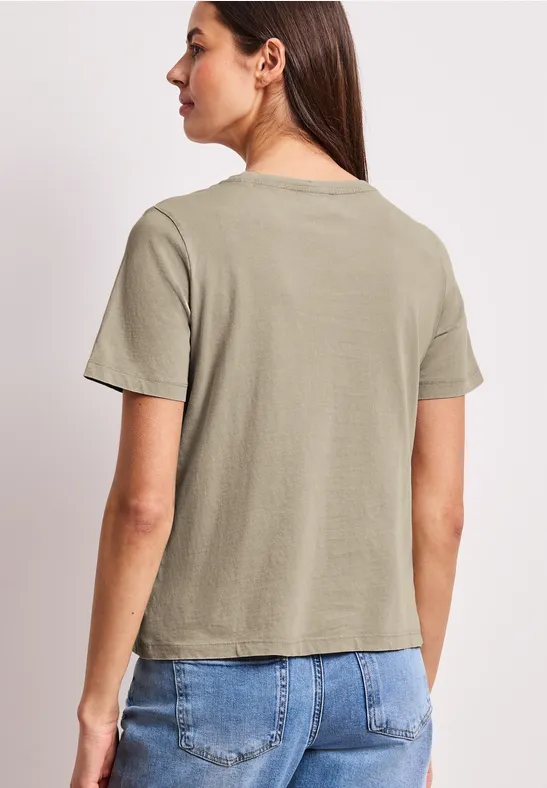 Shirt mit Rundhals und Schmucksteinen