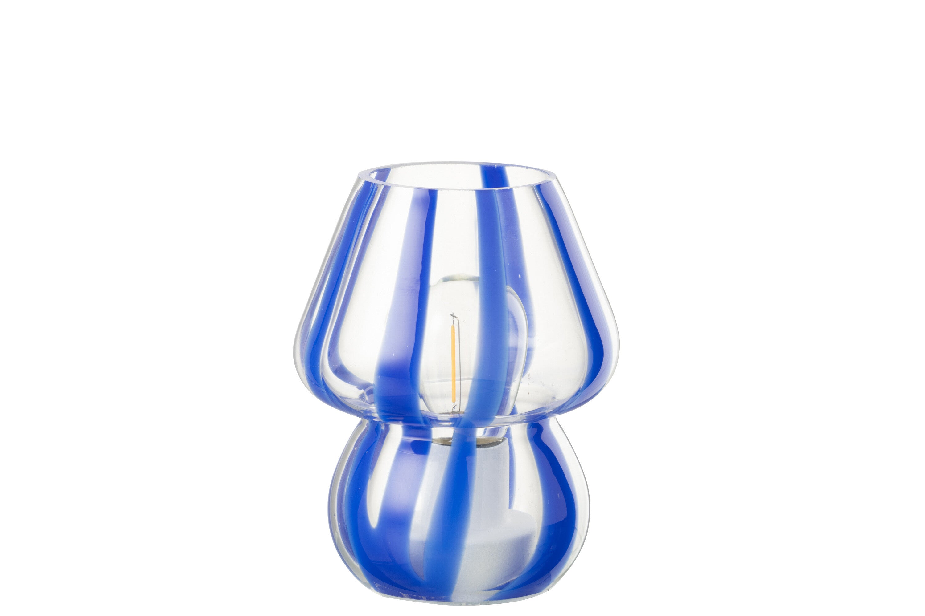 J-Line tafellamp Strepen - glas - transparant blauw - small