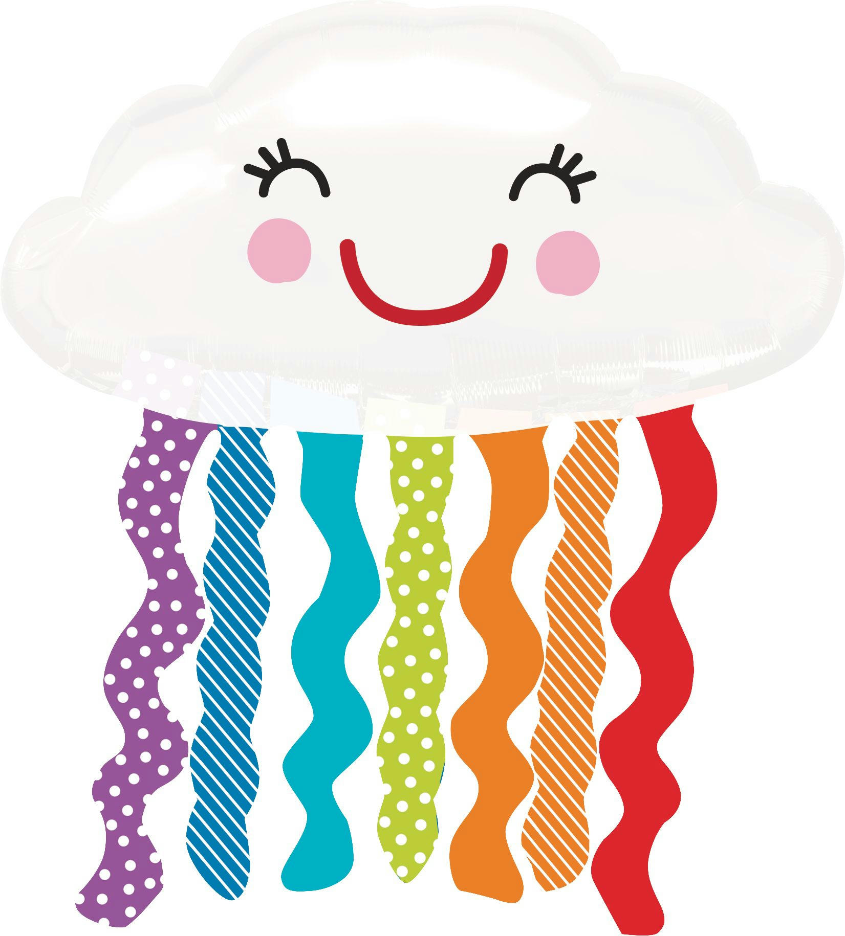 Cloud Satin Foil Balloon, White/Rainbow, 36-in, Helium Inflation & Ribbon Included for Baby Shower