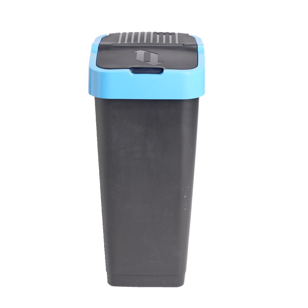 Poubelle de tri pour papier 60L plastique bleu et noir