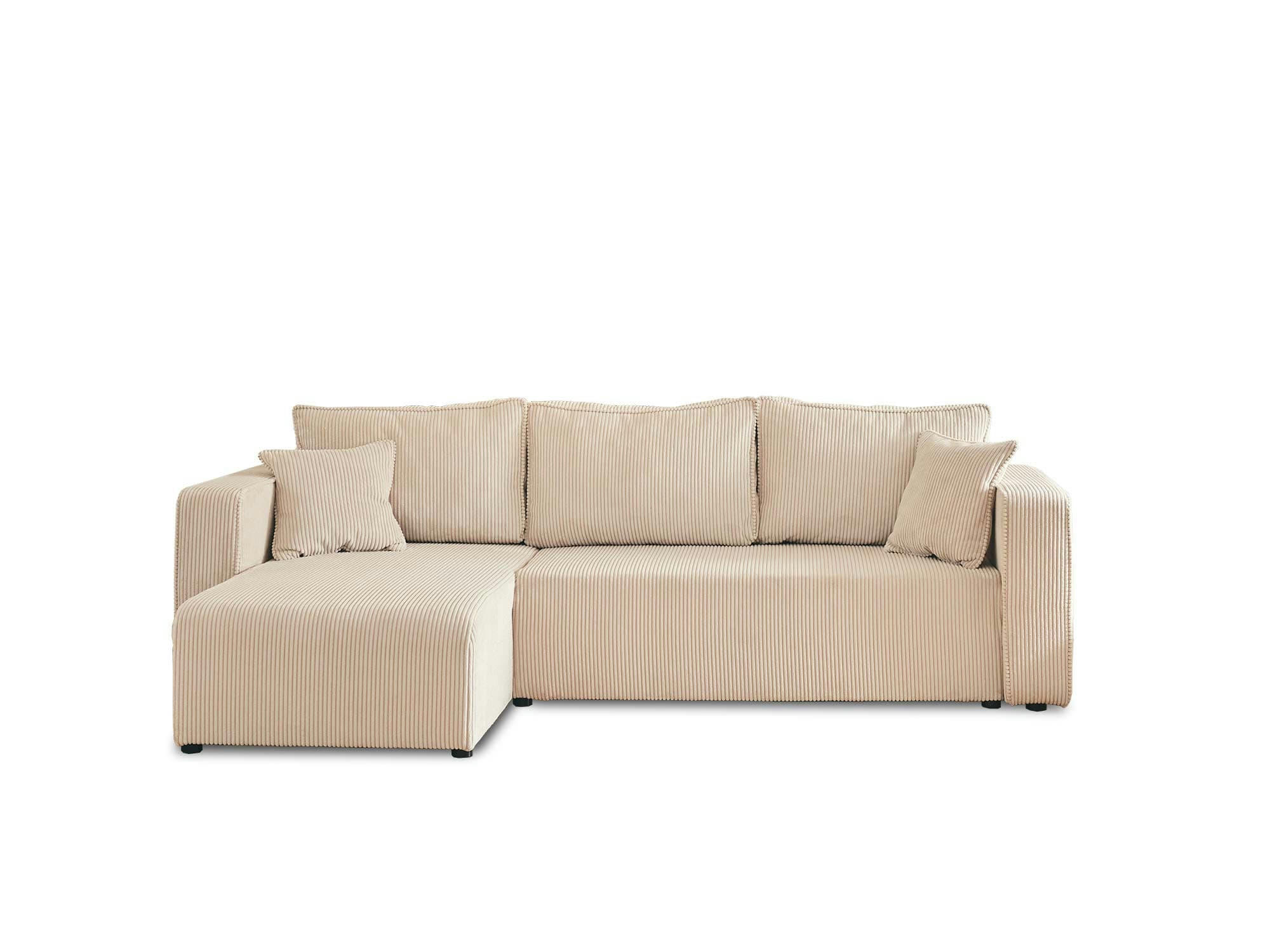 TOPAZE - Canapé d'angle réversible convertible 4 places en velours côtelé beige