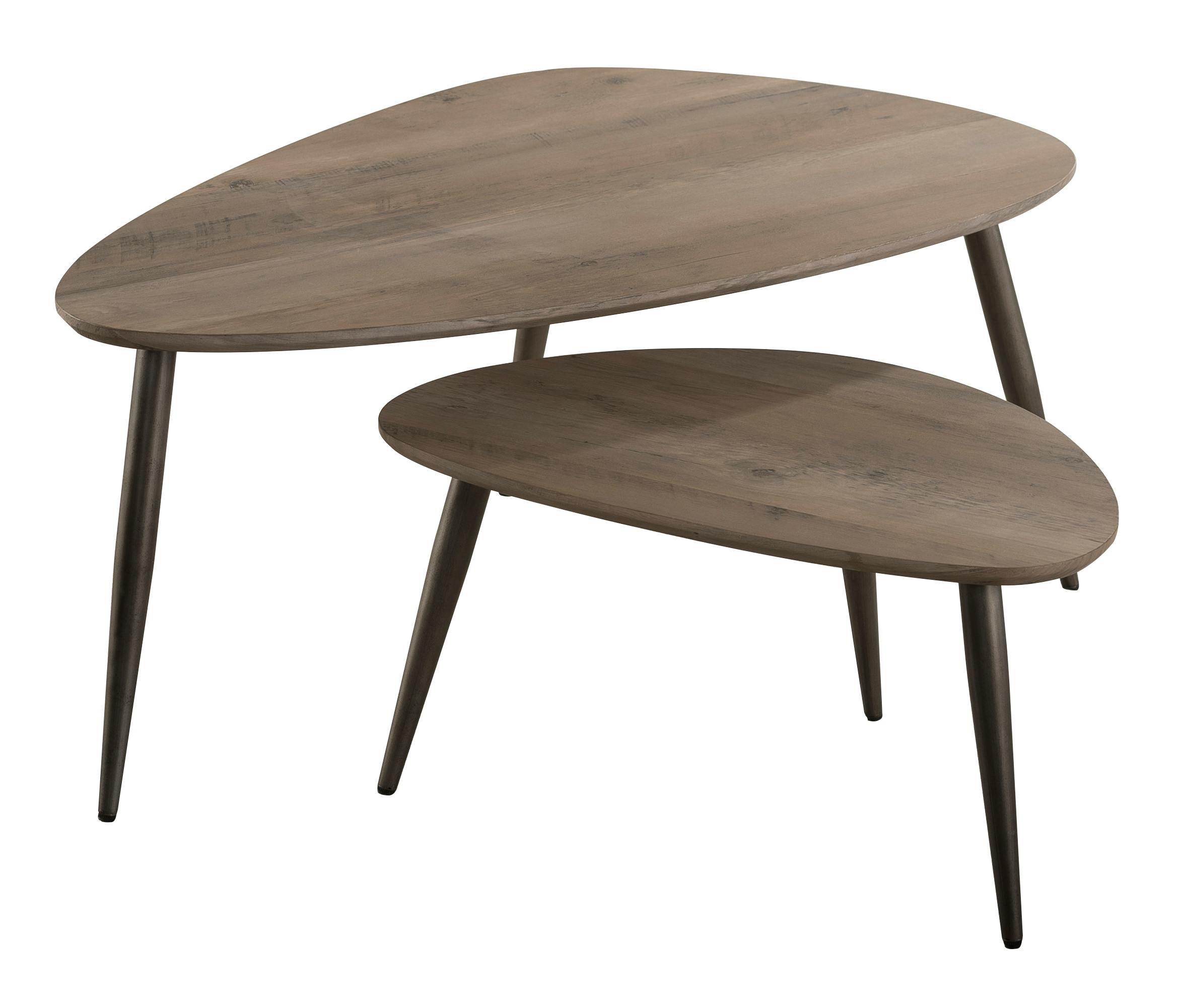 Table d'appoint forme galet effet chêne grisé (2 pièces) HELSINKI
