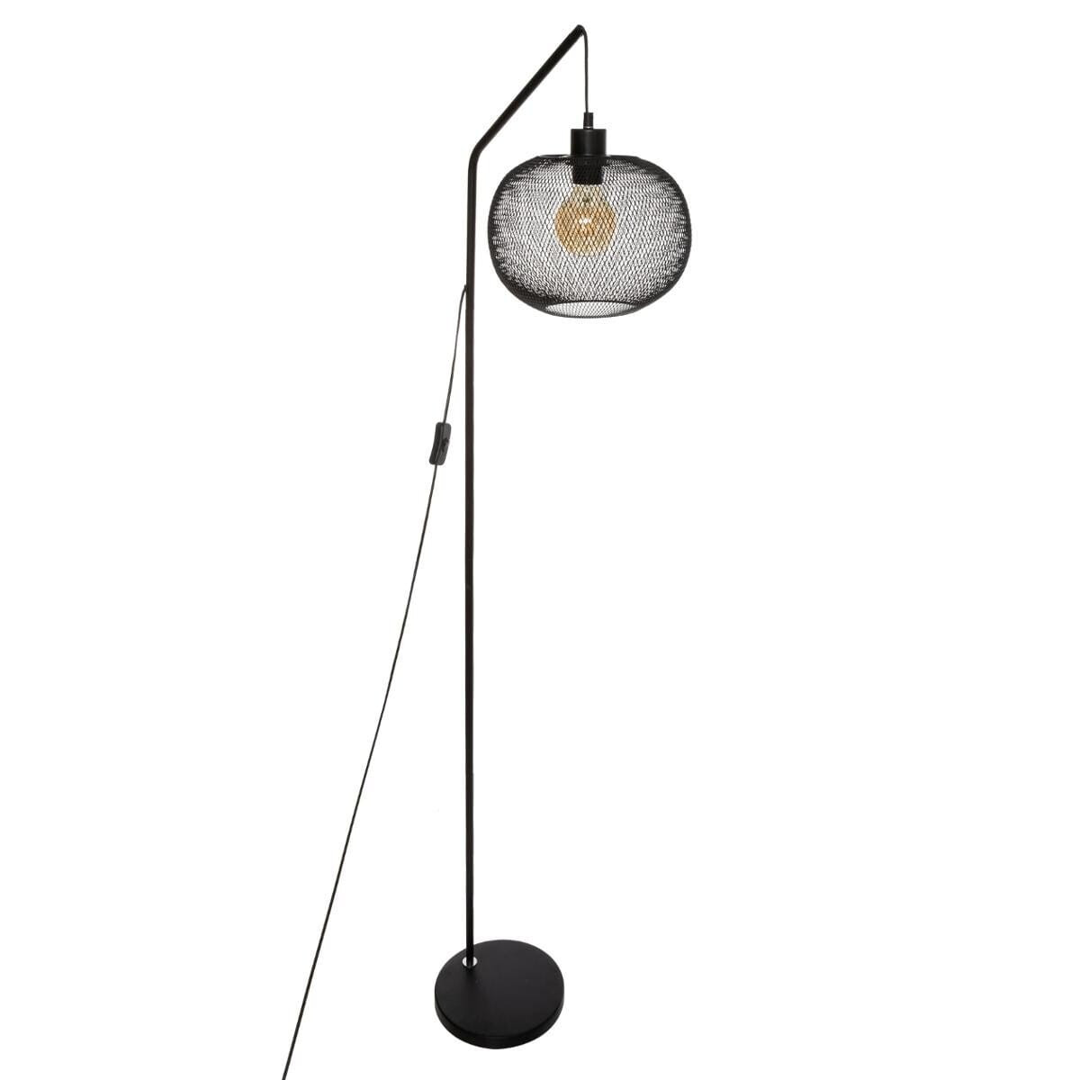 LAMPA PODŁOGOWA Emie czarna METALOWA ażurowy klosz
