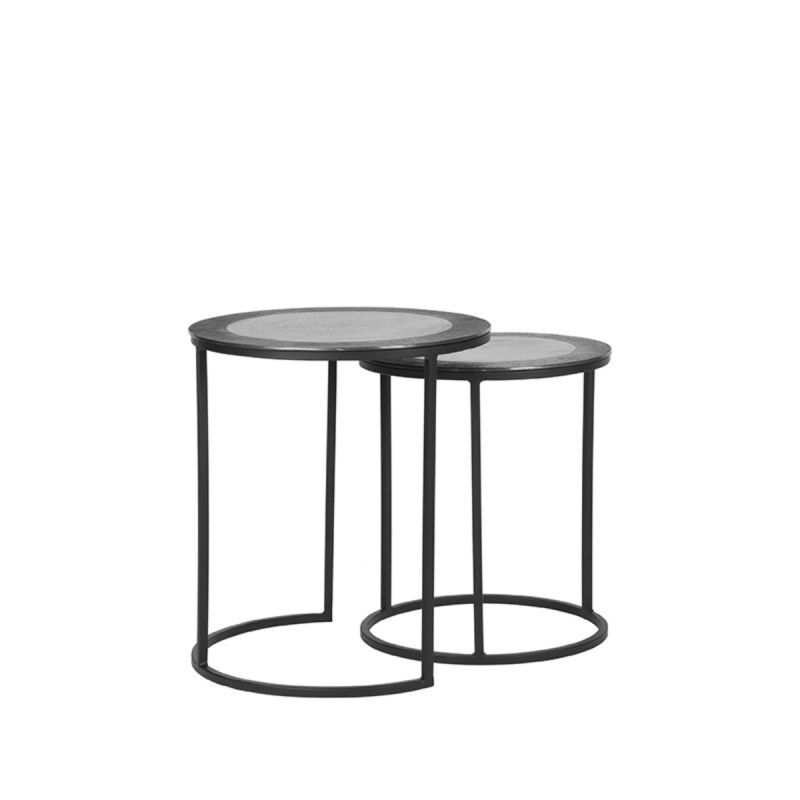 LABEL51 Salontafel Pair - Grijs Metaal - Set Van 2 - 40x40x45cm