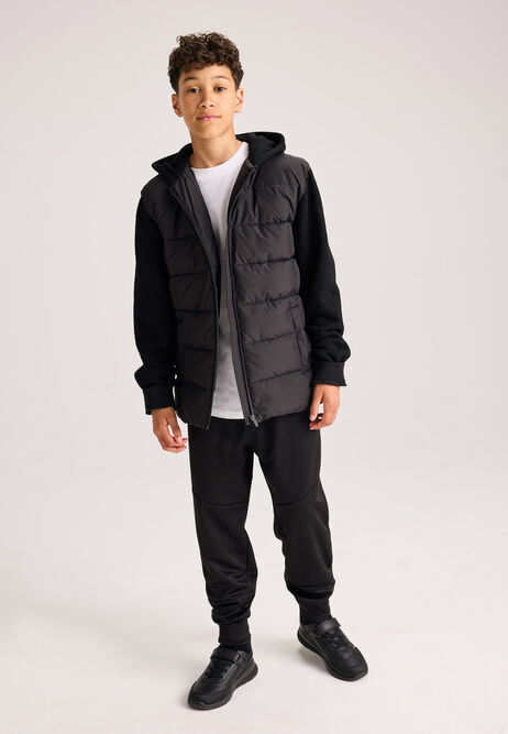 Older Boys Black Plain Tricot Joggers