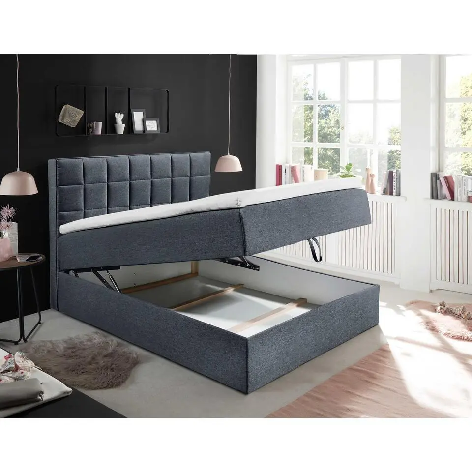 Kofferbed Alaska - Inclusief matrastopper - 140 x 200 cm - Antraciet