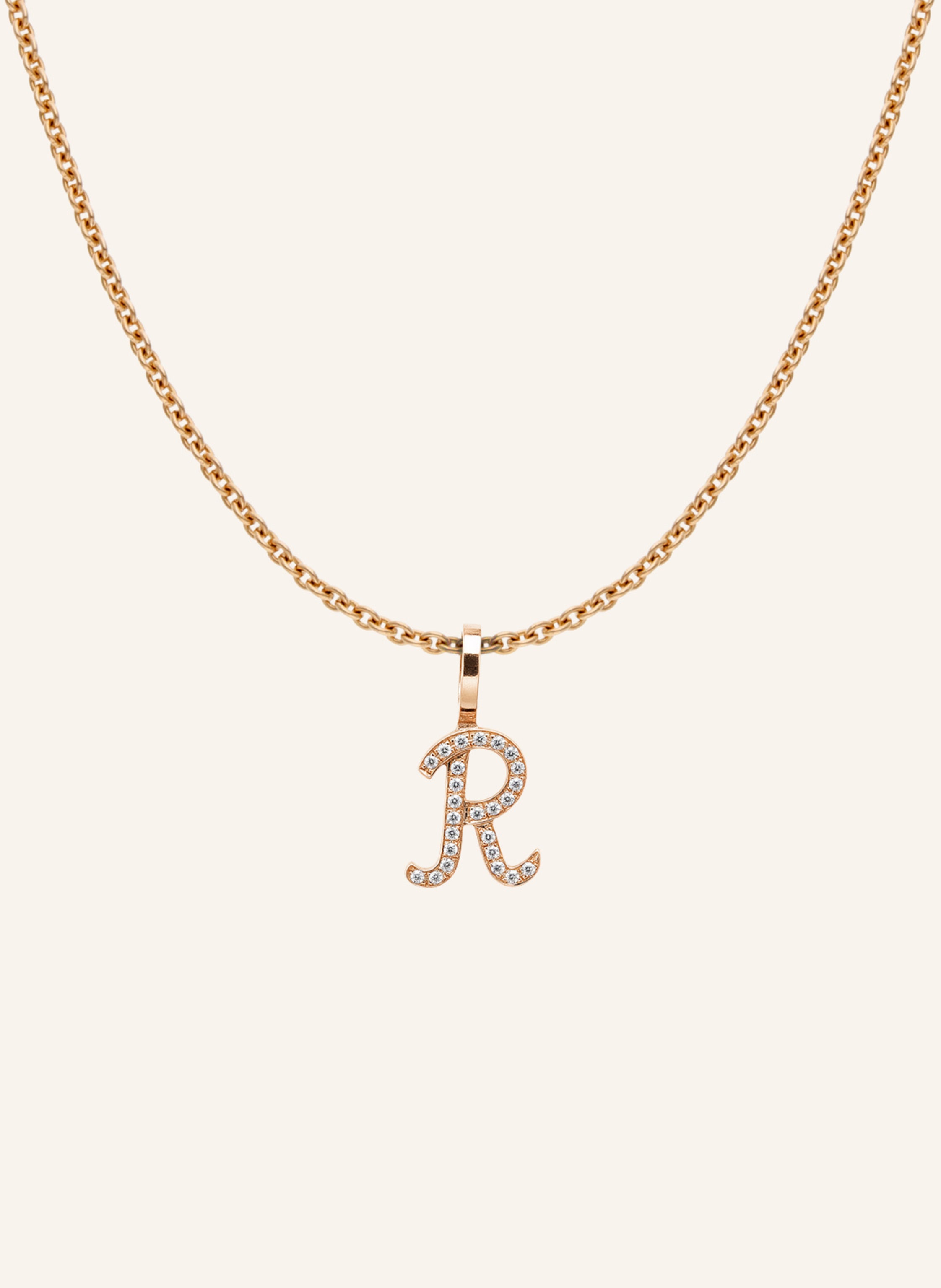 CADA Kette TINY DIAMOND LETTER R