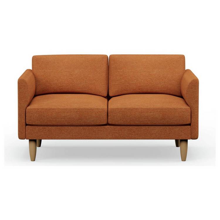 Hutch Fabric Curve Arm 2 Seater Sofa - Rust
