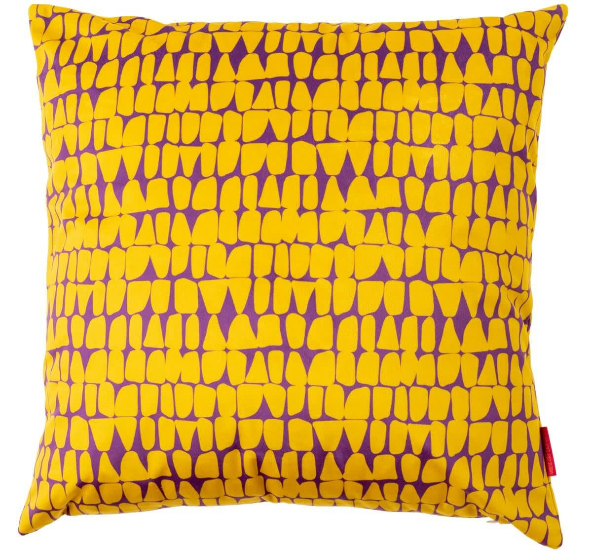 - Housse de coussin velours imprimé graphique safran 45x45 cm