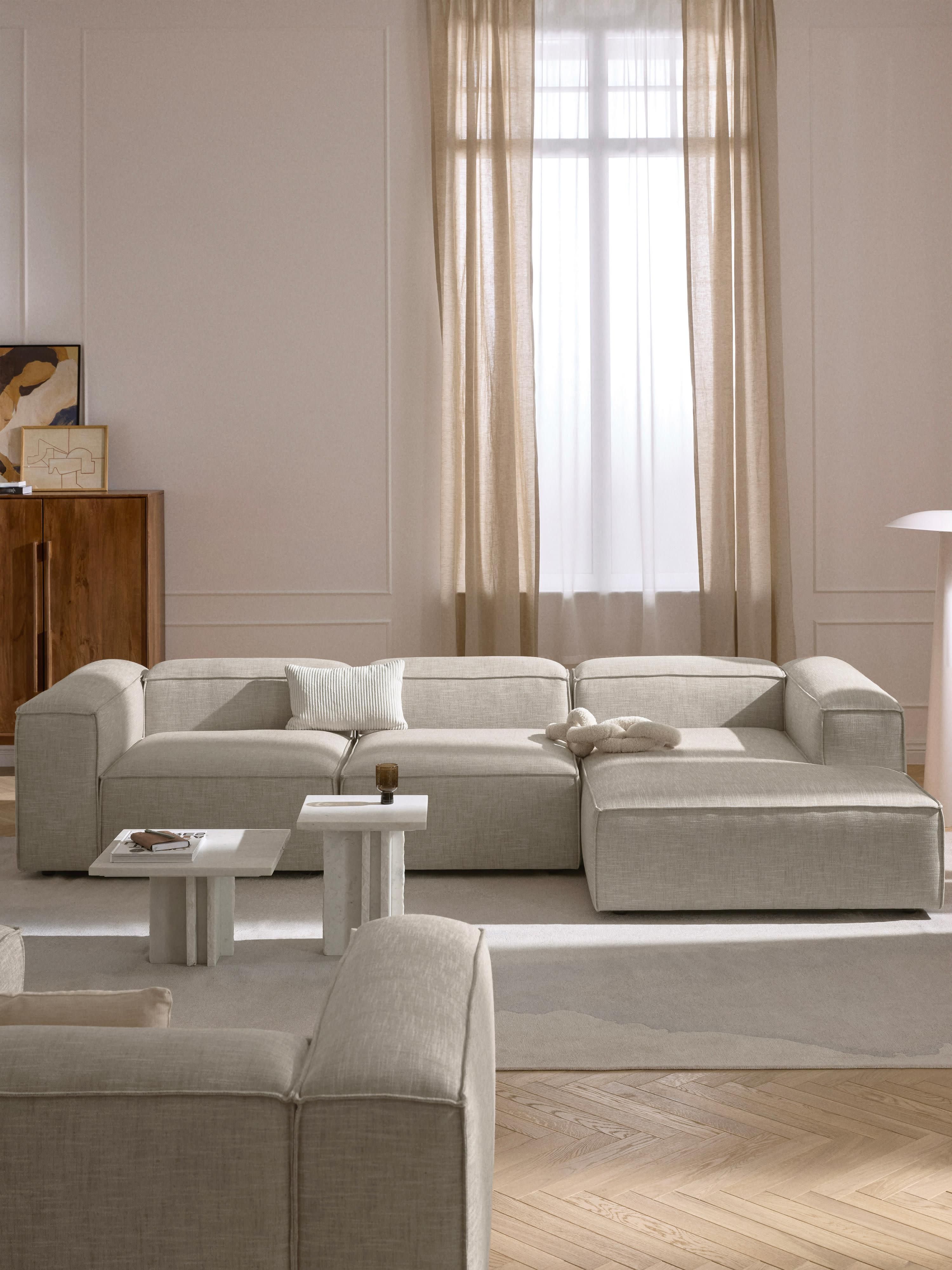 Modulares Ecksofa Lennon (4-Sitzer) aus Leinen-Mix