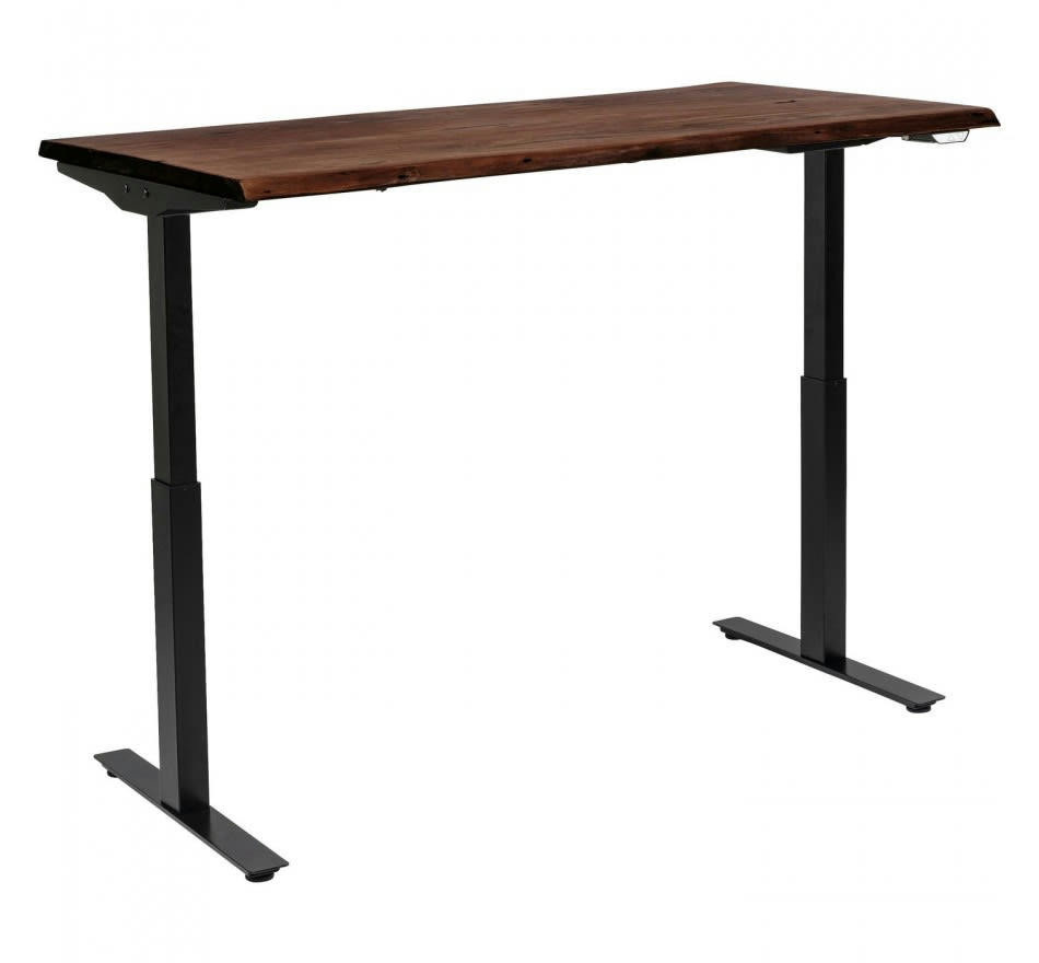 SMART - Bureau réglable assis-debout acacia brut et acier noir L180