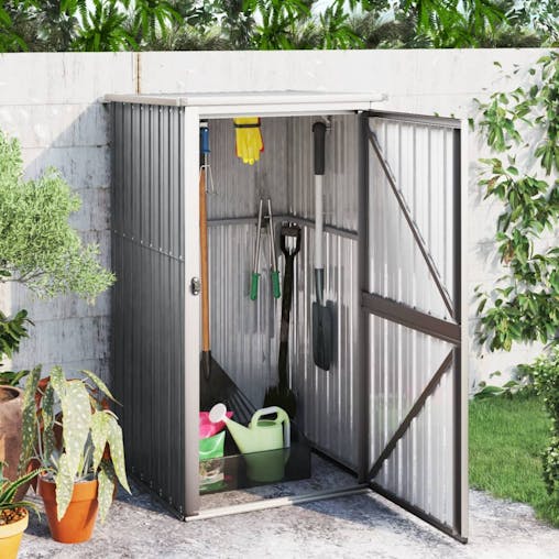 NNEVL Garden Tool Shed Grey 88x89x161 cm Galvanised Steel