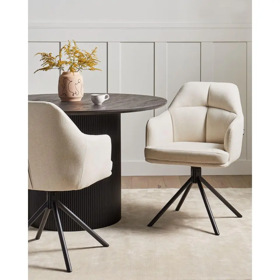 MIRA - Eetkamerstoel set van 2 - Beige - Stof